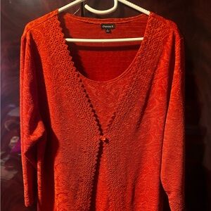 Orange Knit Cardigan Sweater